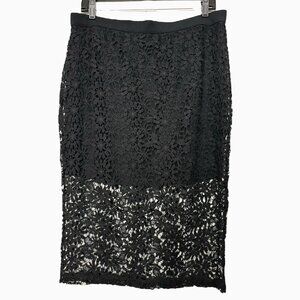 NEW Jessica Simpson 'IVY' Black Floral Crochet Straight Skirt Stretch Doily‎ XL